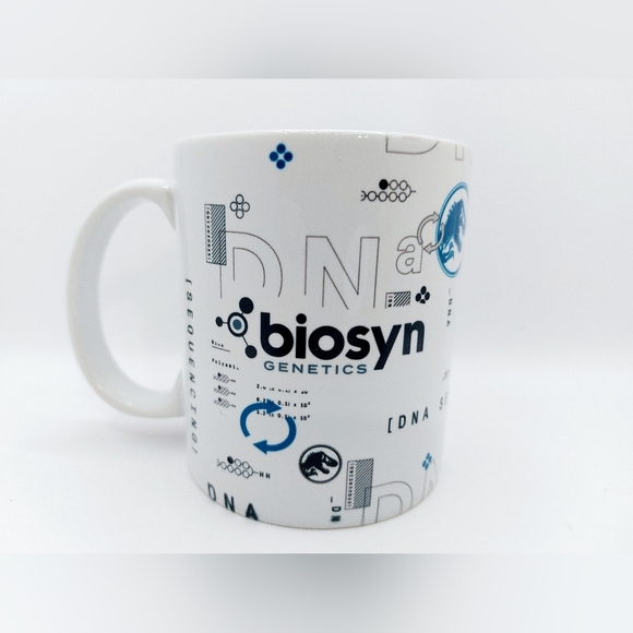 UNIVERSAL STUDIOS JURASSIC WORLD DN BIOSYN‎ GENETICS COFFEE MUG NEW WITH… - Picture 1 of 8